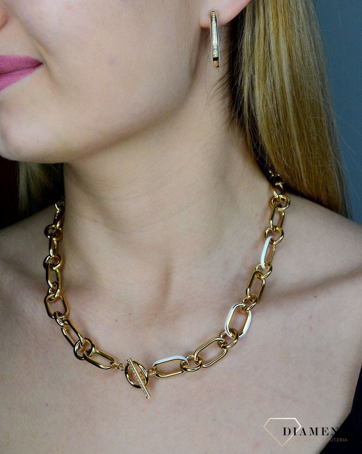 Naszyjnik złoty duże ogniwa Nomination z białą emalią 028712 000D.jpg